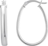 CANDELA JEWELRY Sterling Silver Flat Oval Hoop Earrings