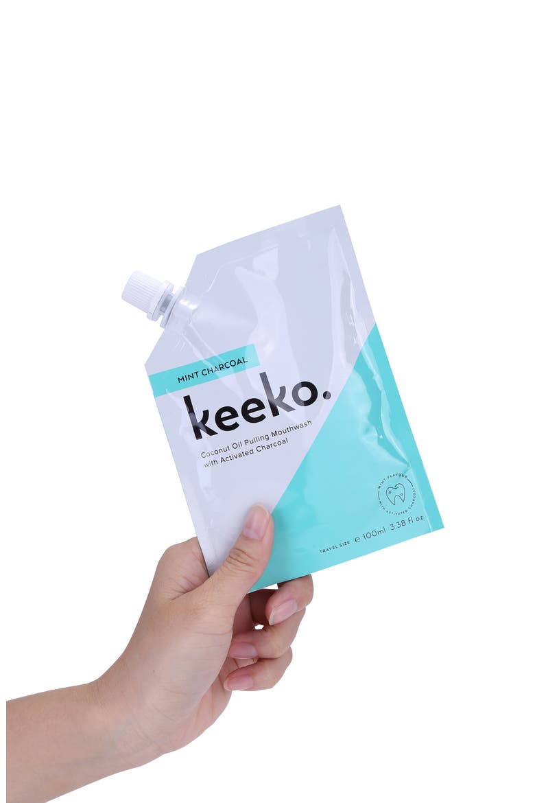 Keeko. Mint Charcoal Oil Pulling Mouthwash, Alternate, color, WHITE