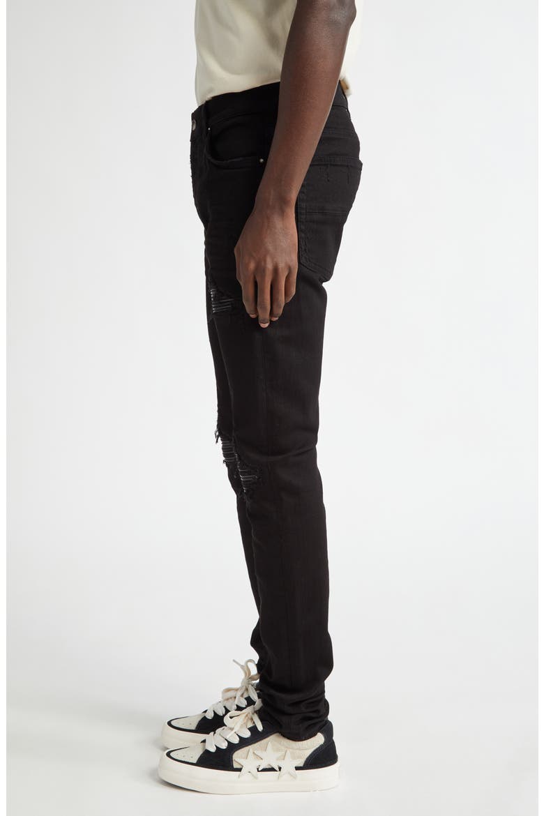MX1 Leather Patch Ripped Skinny Jeans, Alternate, color, BLACK OD