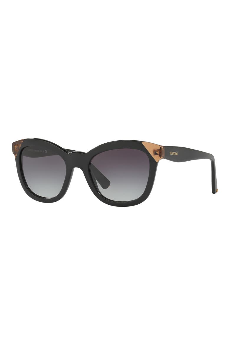 52mm Cat Eye Sunglasses, Alternate, color, BLACK BEIGE / SMOKE