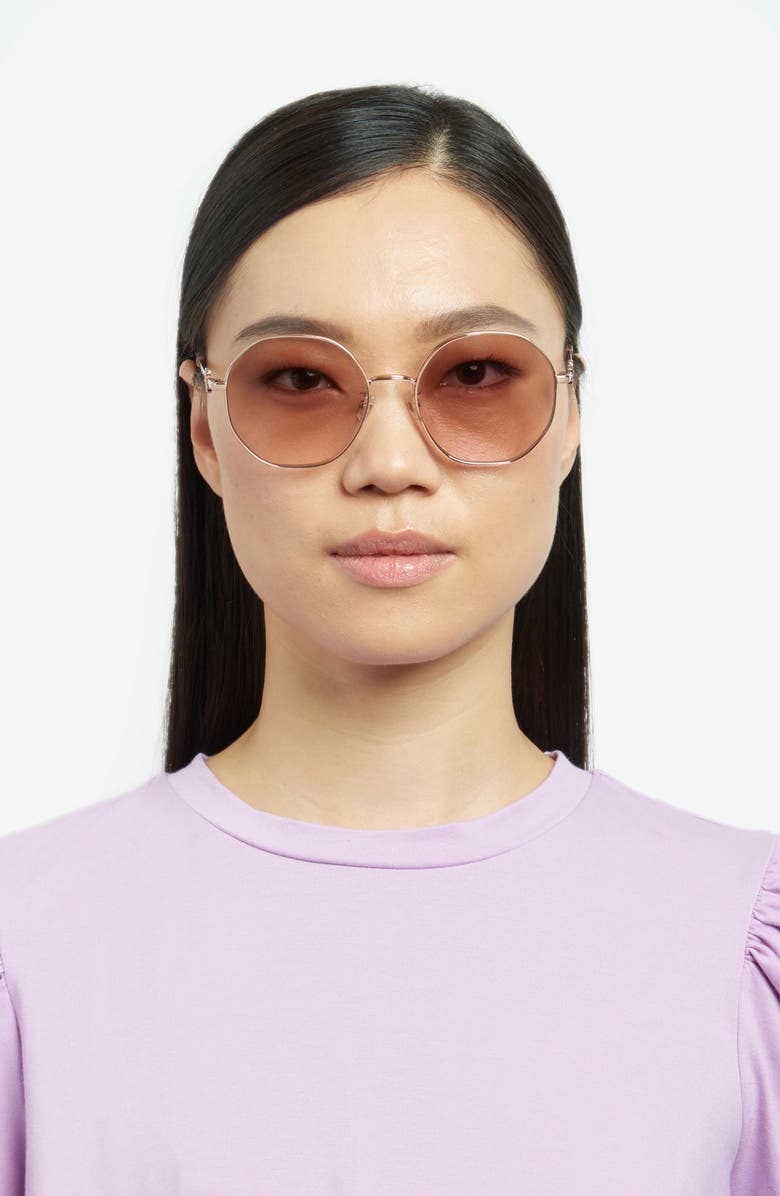 Kate Spade New York 56mm round sunglasses, Alternate, color, Rose Gold