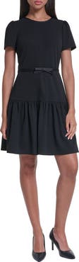 KARL LAGERFELD PARIS Heatset Ruffle Hem Crepe Dress