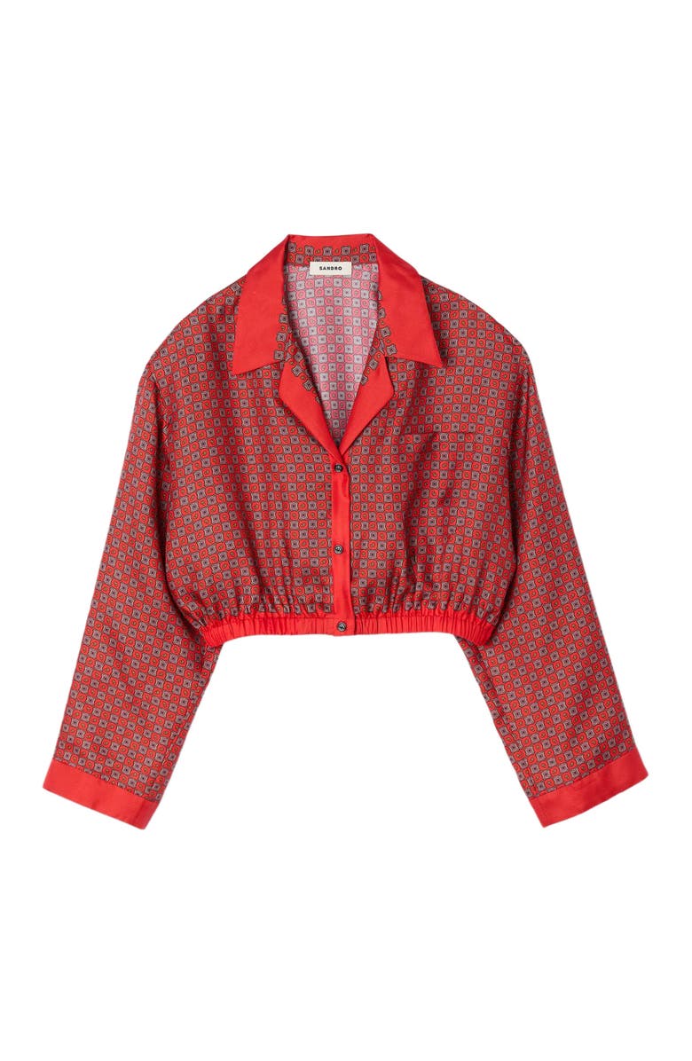 SANDRO Scarf print shirt, Alternate, color, Red / Pink