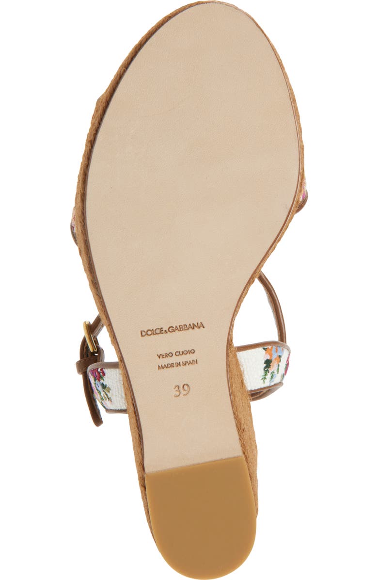 Dolce&Gabbana Floral Embroidered Espadrille Wedge Sandal, Alternate, color, Bianco/ Multicolor