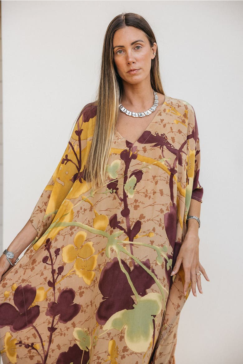 Long Caftan Magnolia, Alternate, color, Yellow & Green