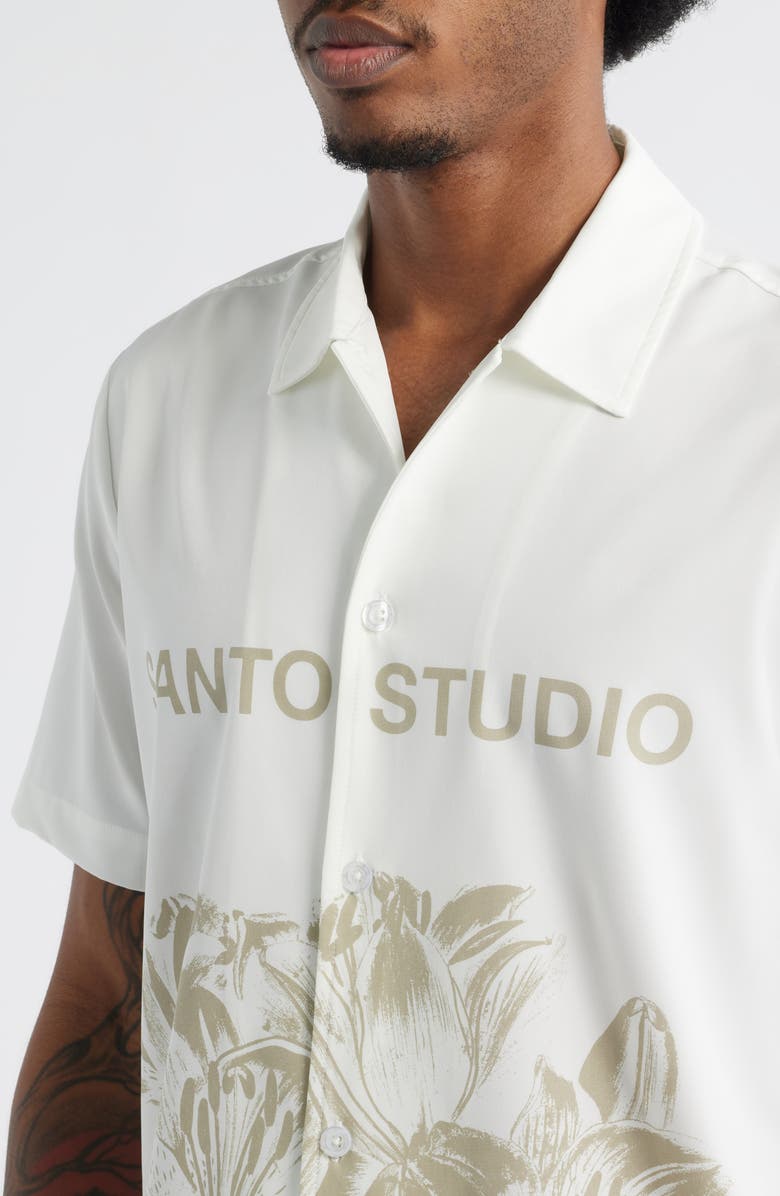 SANTO STUDIO Flower Graphic Button-Up Shirt, Alternate, color, White