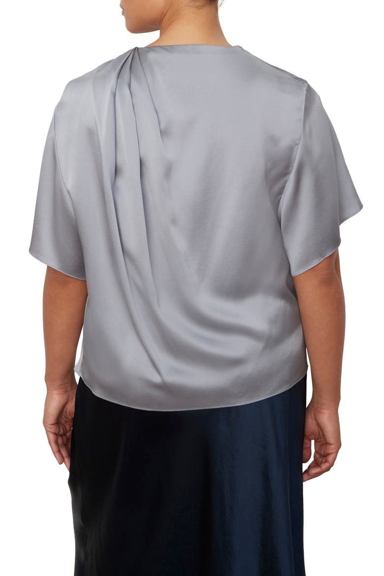 Drape Neck Flutter Sleeve Silk Top, Alternate, color, PIERO BLUE