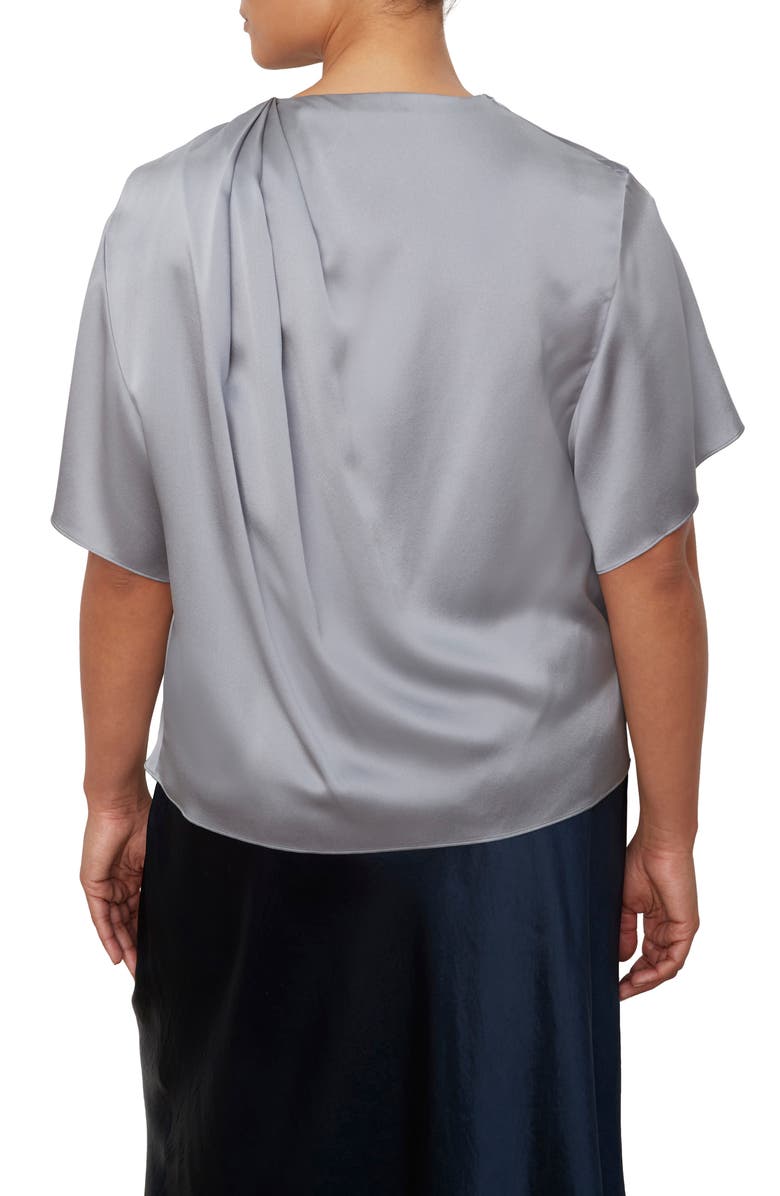 Vince Drape Neck Flutter Sleeve Silk Top, Alternate, color,