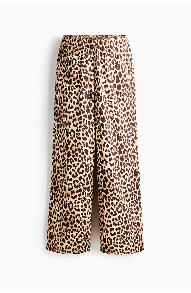 H&M Mama Wide Drawstring Trousers, Alternate, color, Beige/Leopard Print