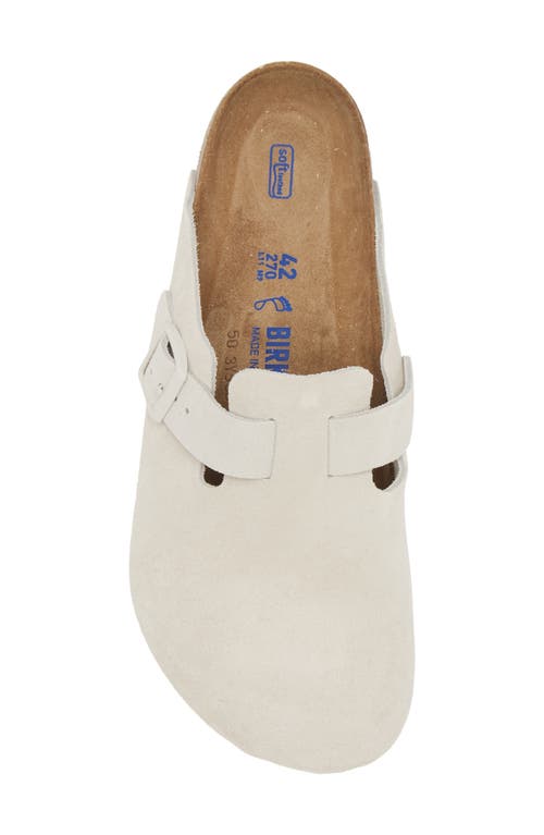 Birkenstock Suede Boston Clog In Antique White Suede