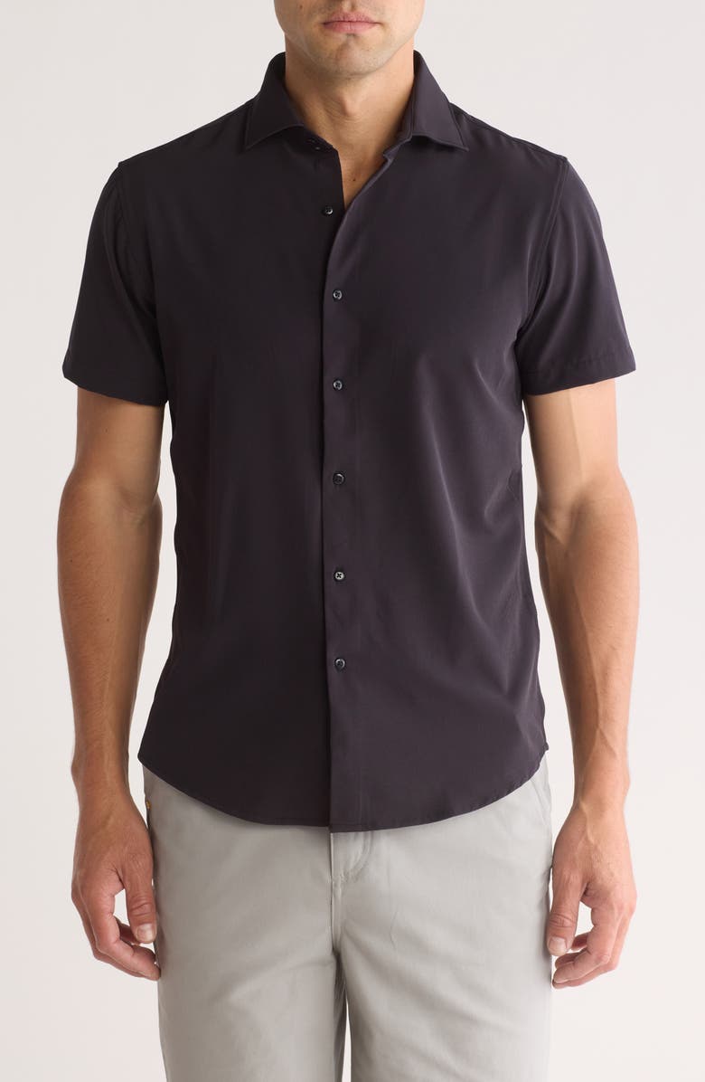 DENIM AND FLOWER Dressy Tech Short Sleeve Button-Up Shirt, Main, color,