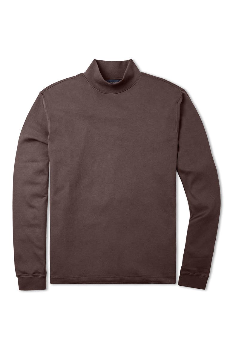 Pima Cotton Interlock Mock Neck Pullover, Main, color, DARK CHOCOLATE