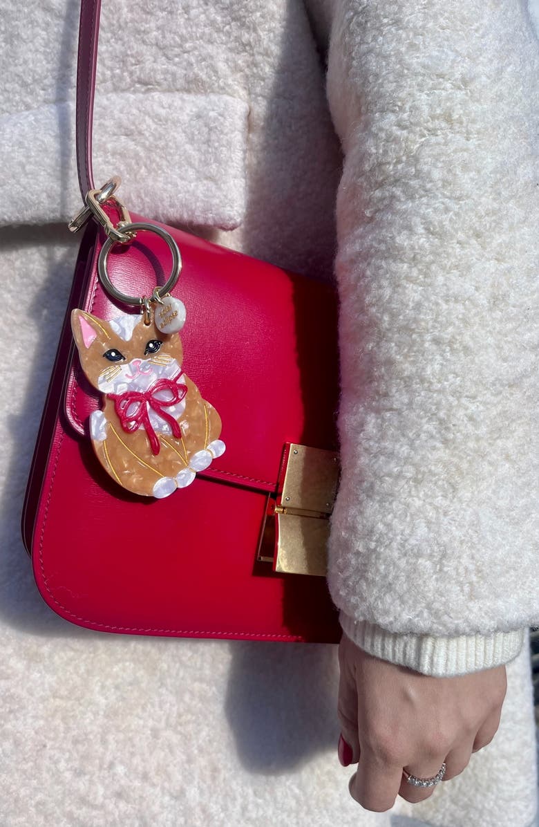 Solar Eclipse Hand Painted Kitten Key Chain Bag Charm, Alternate, color, Brown