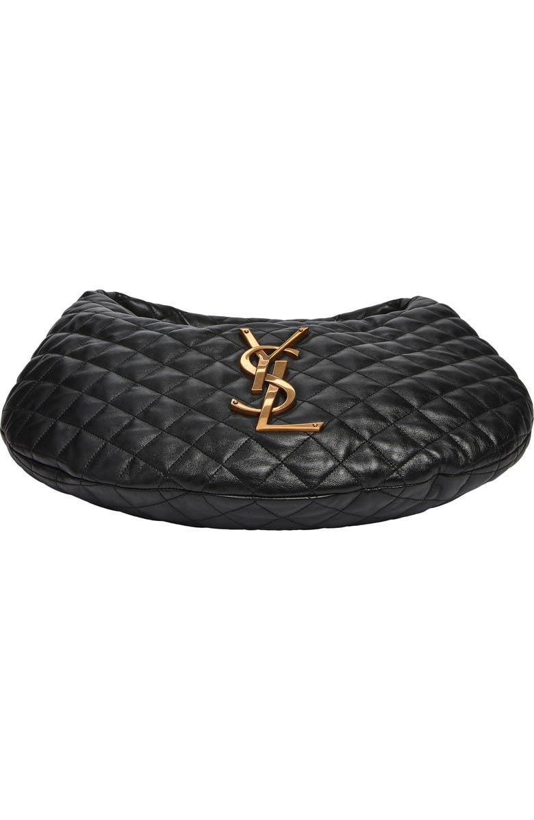 Saint Laurent Icare Quilted Leather Hobo Bag, Alternate, color, Noir