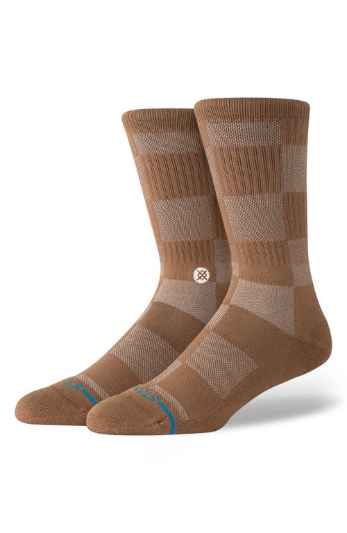 Stance Down And Out Geo Jacquard Cotton Blend Crew Socks In Brown