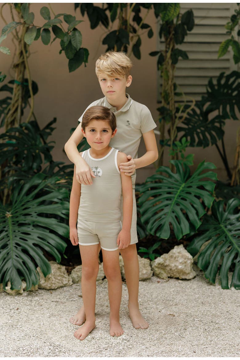 Printed Palm Trees Collection - Boys Tank and Shorts, Alternate, color, Sage