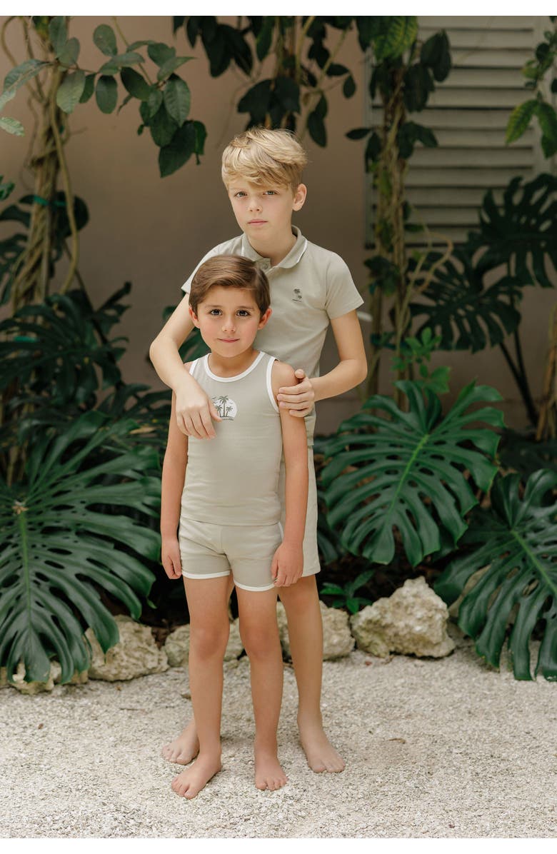 Ely's & Co. Printed Palm Trees Collection - Boys Tank and Shorts, Alternate, color, Sage