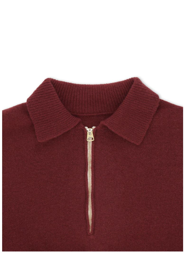 Yale Wool Sweater with Collar and Zip, Alternate, color, Plum
