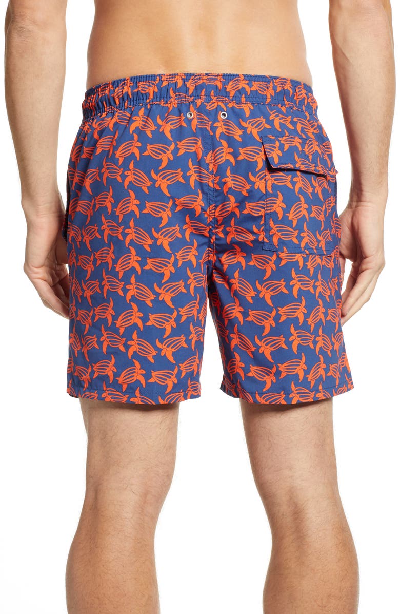 Tom & Teddy Turtle Print Swim Trunks, Alternate, color, 