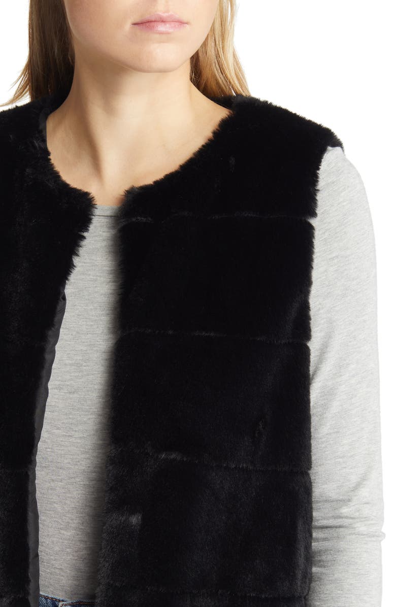 La Fiorentina Quilted Faux Fur Vest, Alternate, color, 
