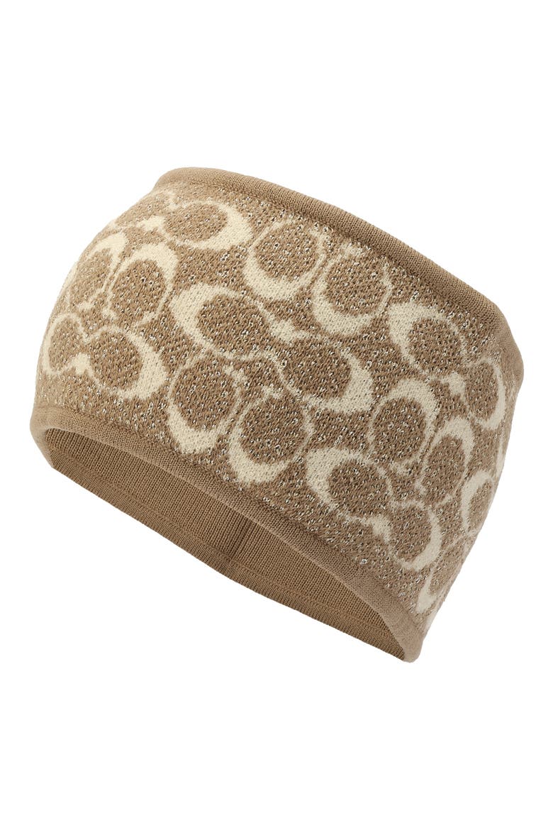Metallic Signature C Headband, Main, color, GREY BIRCH