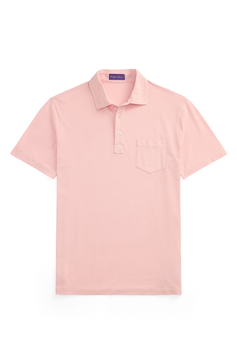 Ralph Lauren Purple Label Slim Fit Washed Piqué Polo, Main, color, Soft Pink