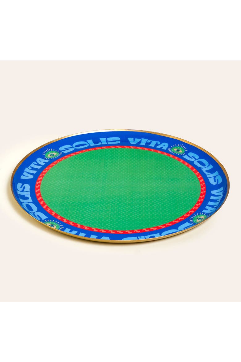 Solis Vita Metal Decorative Tray 2 Pcs Set, Alternate, color, Blue