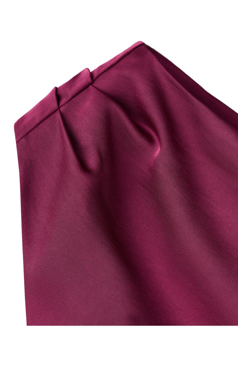 MANGO Ruched One-Shoulder Satin Maxi Dress, Alternate, color, Fuchsia