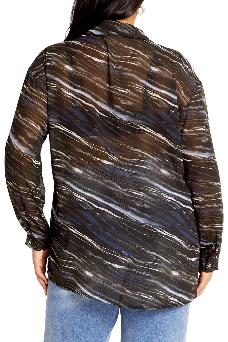 Sheer Lover Print Long Sleeve Shirt, Alternate, color, MARBLE