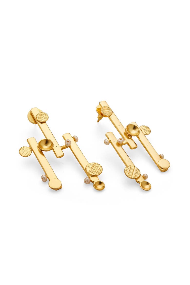 Vaara Maxi Studs, Alternate, color, Gold Plated