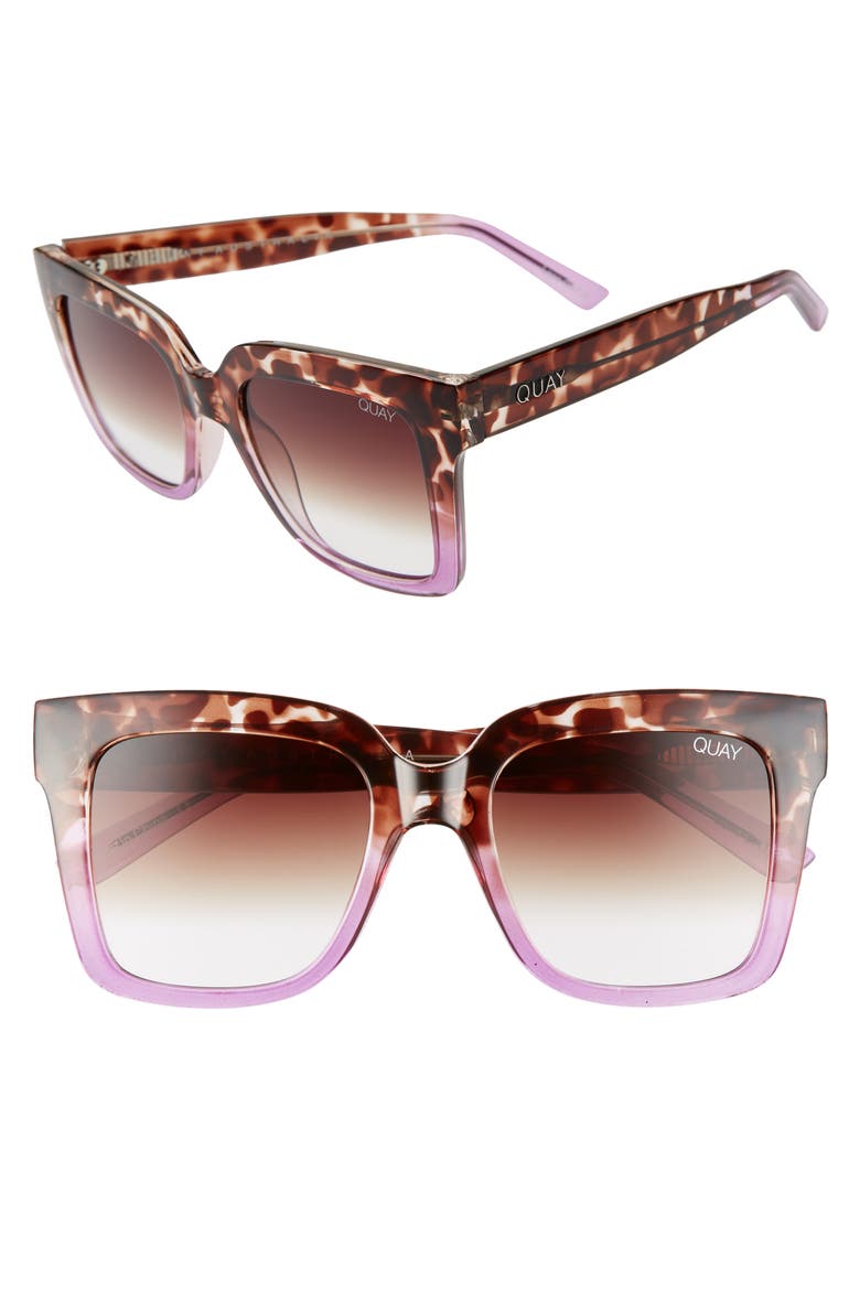 Icy 52mm Gradient Square Sunglasses, Main, color, TORTOISE PURPLE/ BROWN FADE