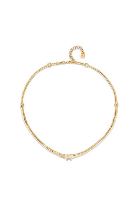 Rigid Necklace with White Zircon