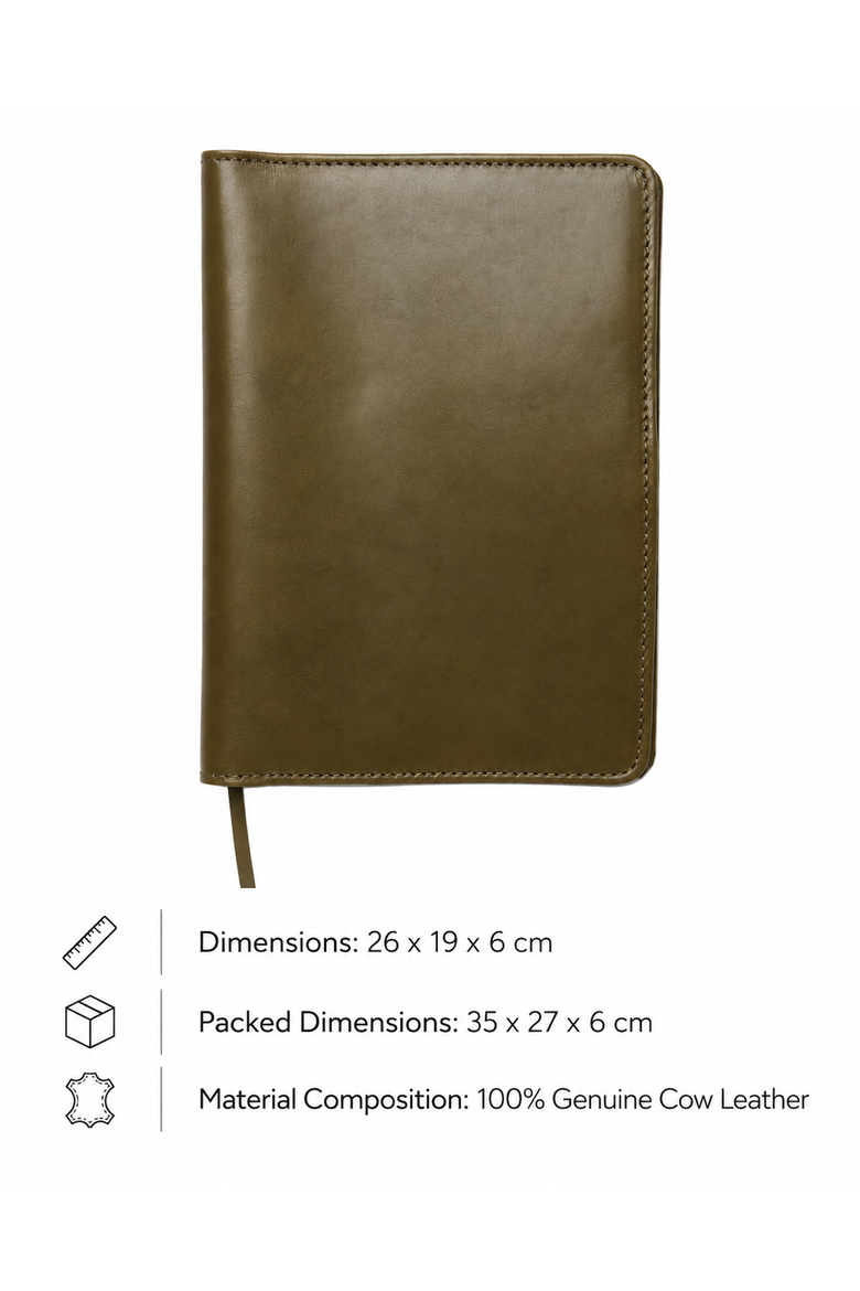 Theodore A5 Leather Journal Cover, Alternate, color, Olive Green