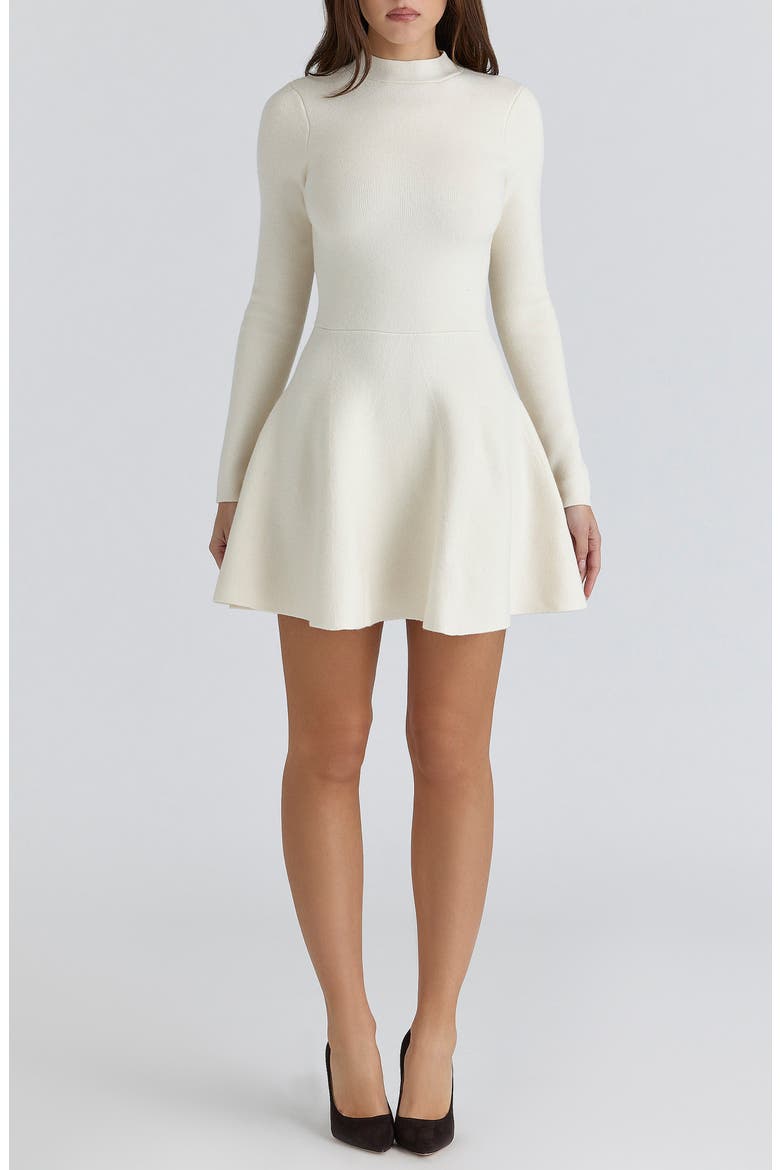 Bonnie Long Sleeve Merino Wool Blend Cocktail Dress, Main, color, CREAM