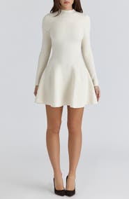 HOUSE OF CB Bonnie Long Sleeve Merino Wool Blend Cocktail Dress