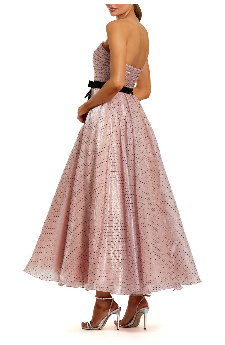 Mac Duggal Petite Polka Dot Organza Strapless Dress With Bow, Alternate, color, Rose Pink