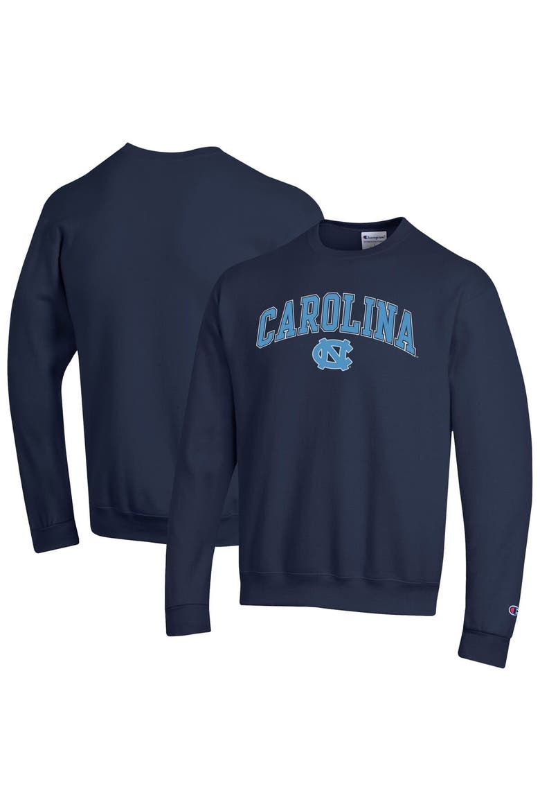 Men's Champion  Navy North Carolina Tar Heels Arch Over Logo Pullover Sweatshirt, Main, color, Navy