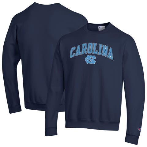 Men's Champion  Navy North Carolina Tar Heels Arch Over Logo Pullover Sweatshirt