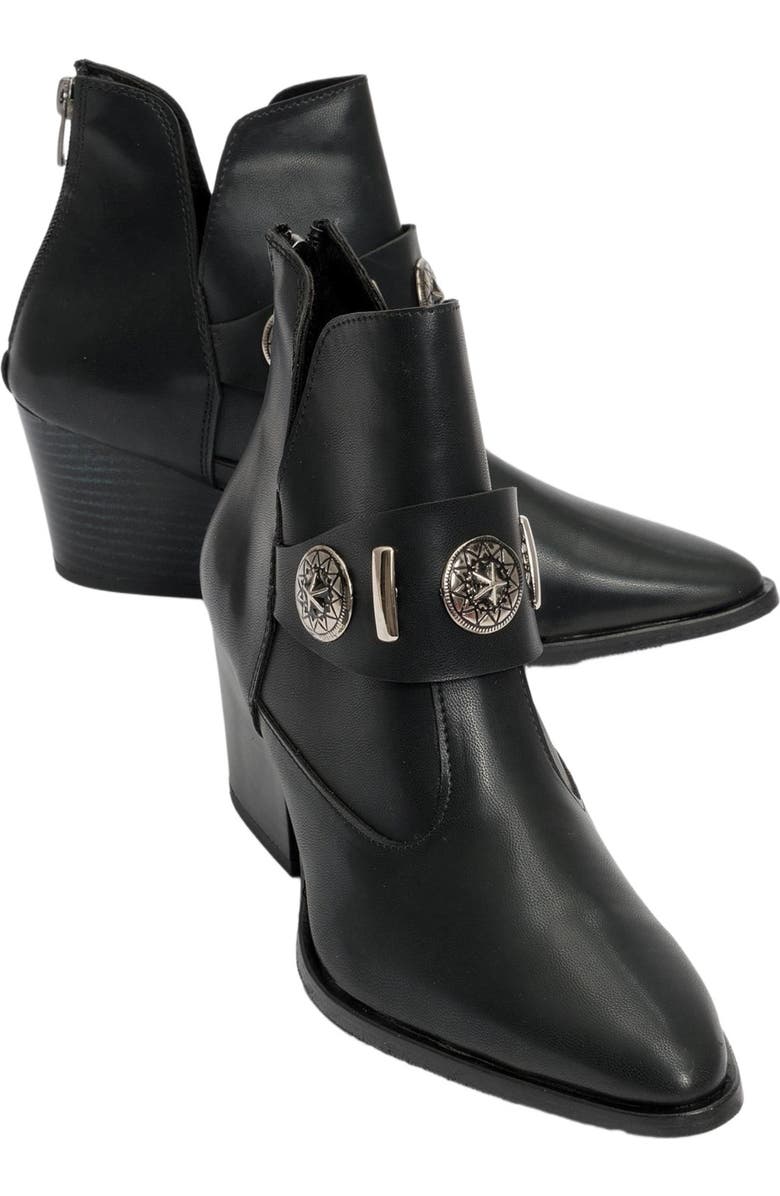 Prologue Shoes Kenda Buckle Block Heel Boot, Main, color, Black Faux Leather