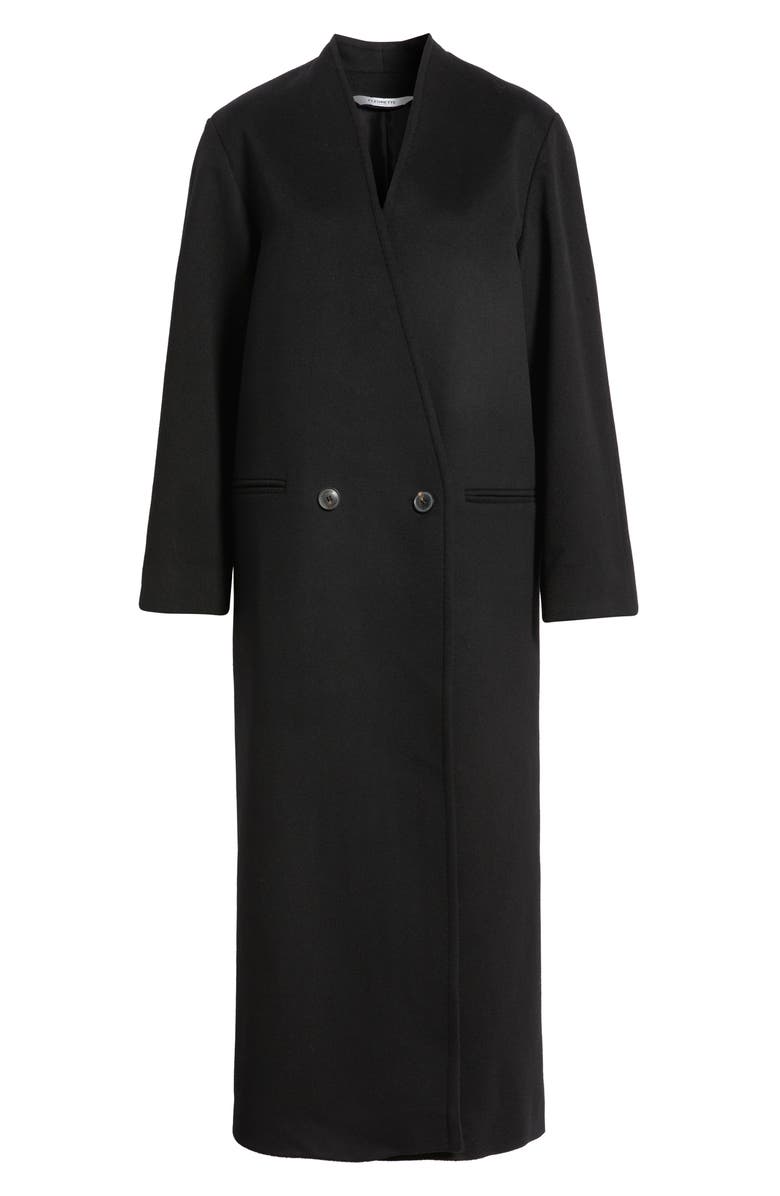 Fleurette Layla Double Breasted Wool Coat, Alternate, color, Black