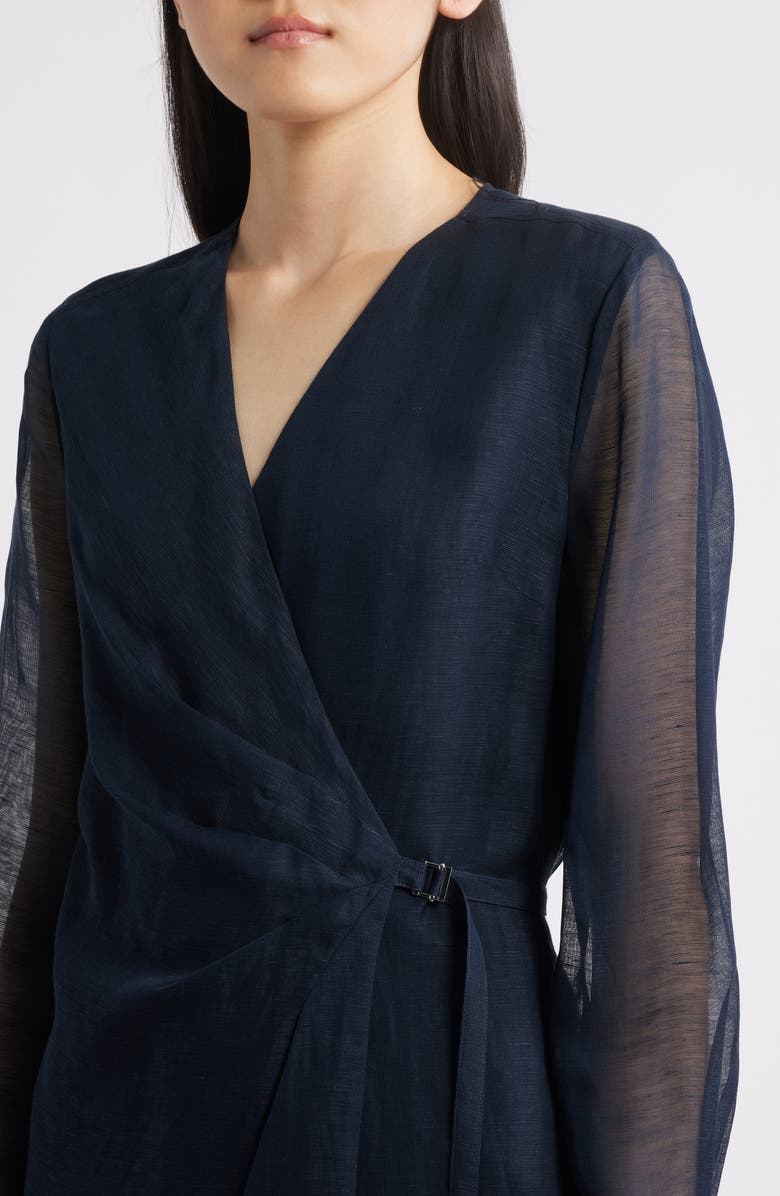 BOSS Dosala Long Sleeve Wrap Dress, Alternate, color, Sky Captain