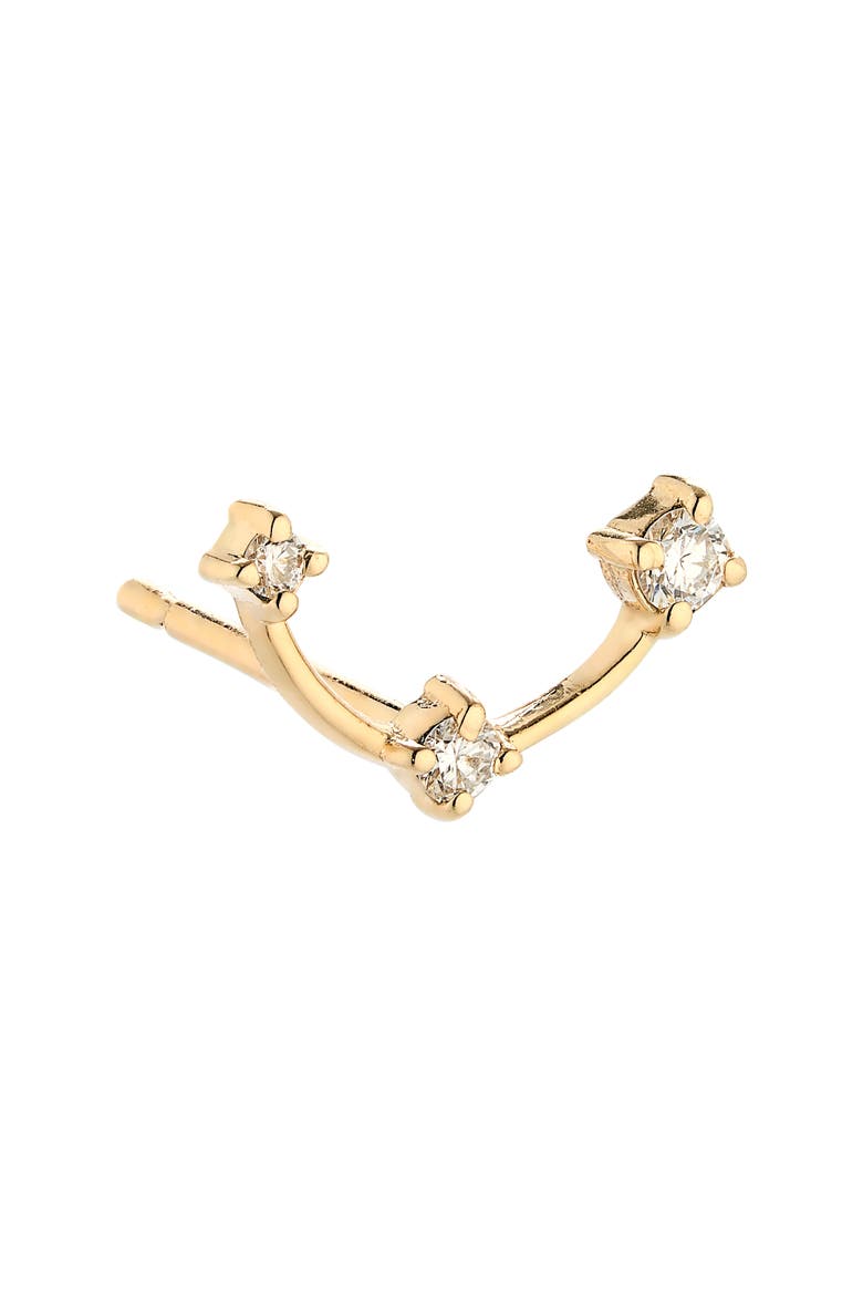 14K Gold Diamond Curved Stud Earrings, Alternate, color, 14K YELLOW GOLD