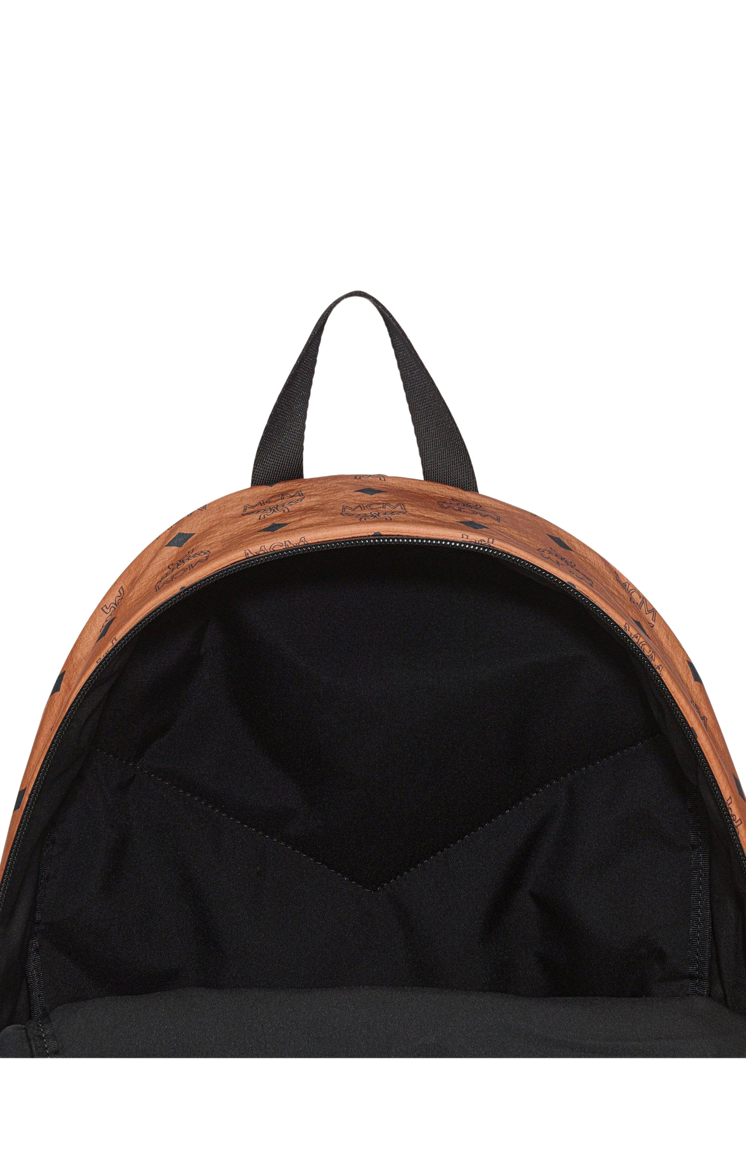 MCM Stark Packable Backpack in Monogram Nylon, Alternate, color, Cognac