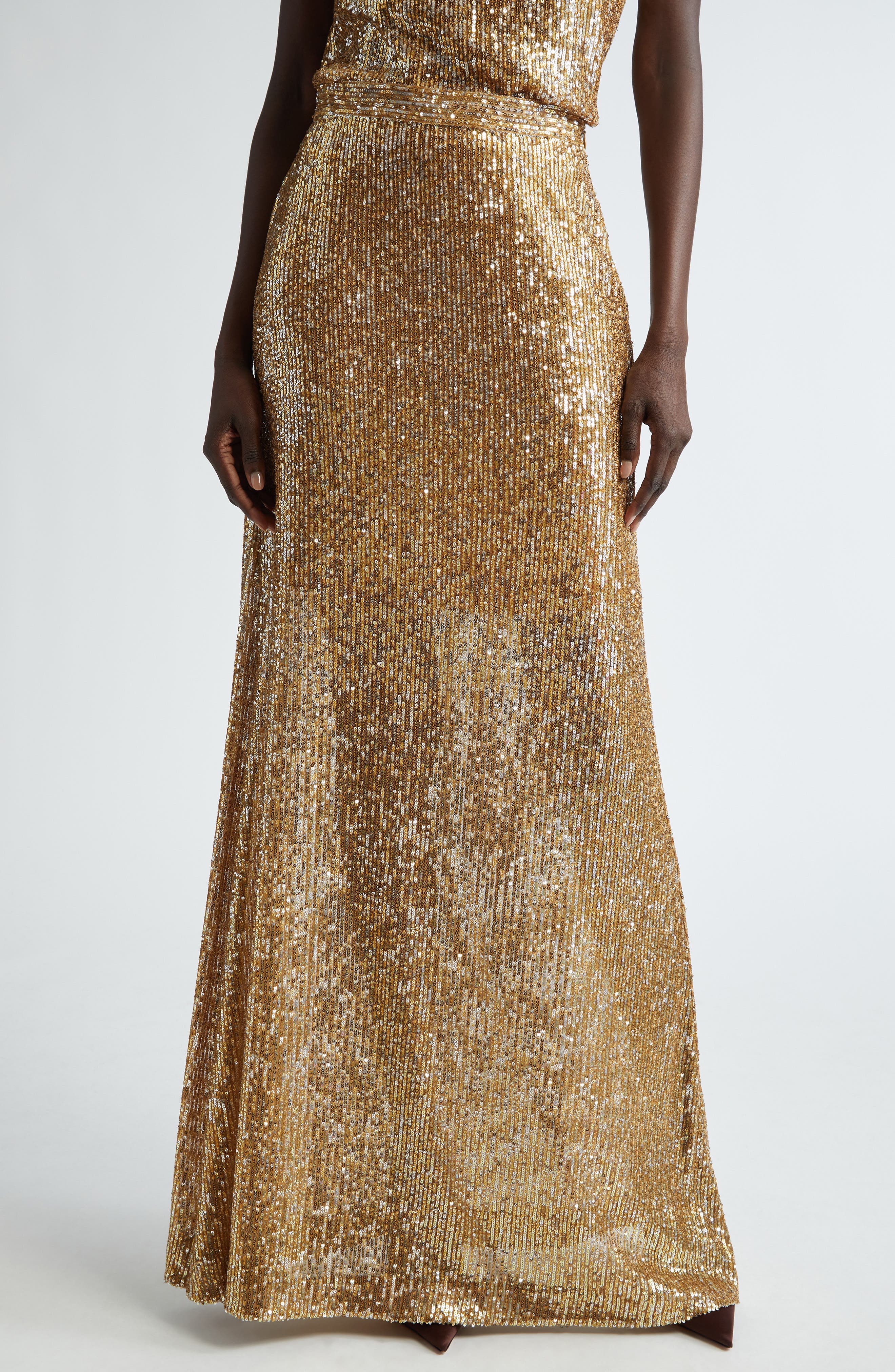 Sequin Embroidered Knit Skirt