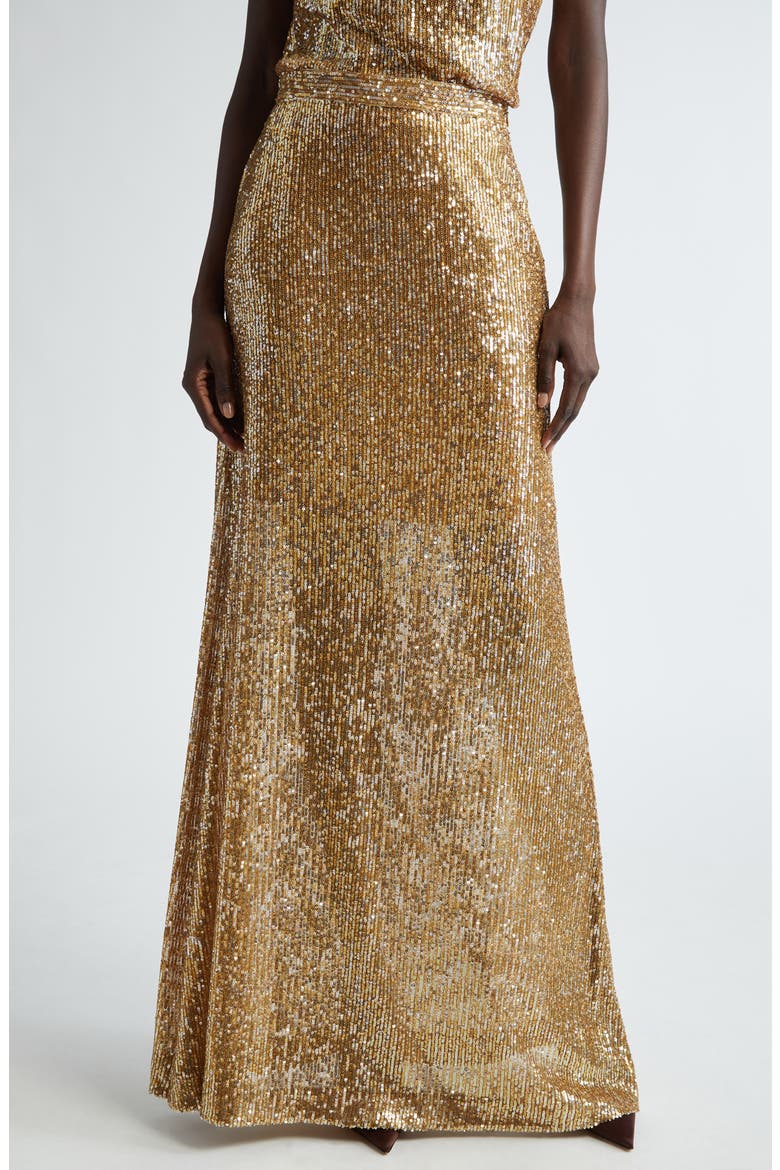 Sequin Embroidered Knit Skirt, Main, color, GOLD
