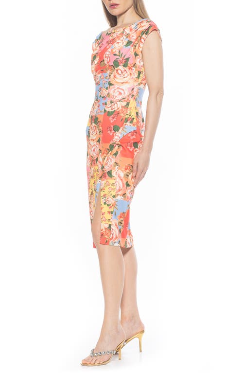 Alexia Admor Lavender One-shoulder Slit Midi Dress In Floral Multi