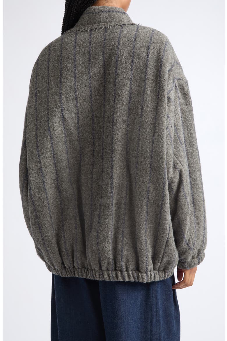 Padded Stripe Wool Cardigan, Alternate, color, GREY AND NAVY STRIPE