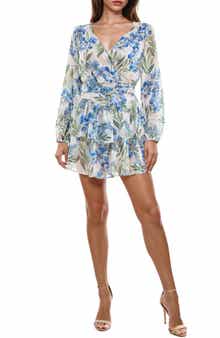 Socialite Metallic Floral Long Sleeve Minidress