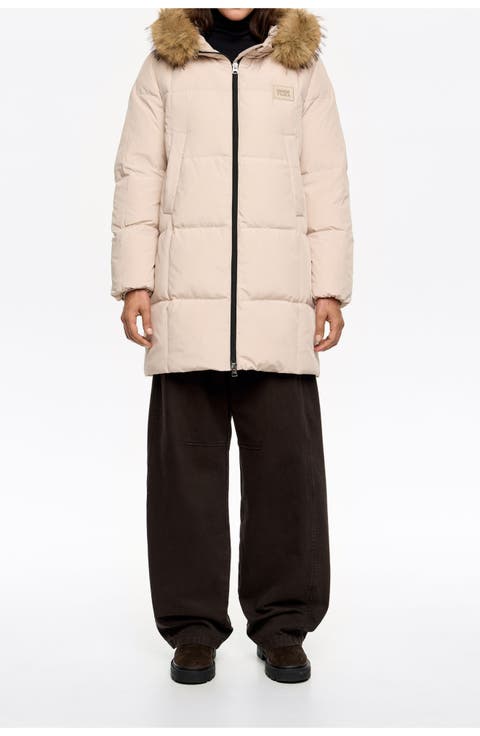 Tailored Down Coat With Fur Hood