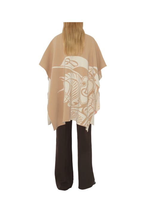 Shop Burberry Ekd Wool Cashmere Blend Cape In Cracker